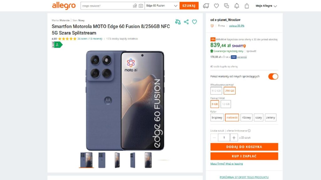 Smartfon Motorola MOTO Edge 60 Fusion