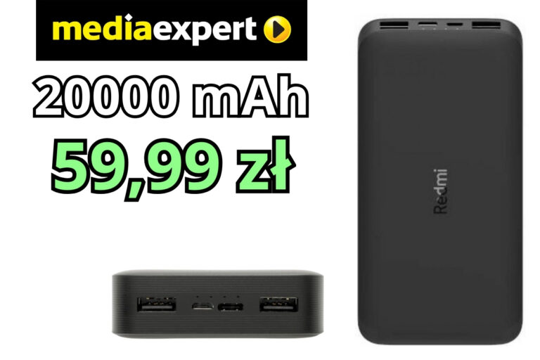 Powerbank Xiaomi 20000 mAh 18 W taniej w Media Expert. Duża pojemość w niskiej cenie