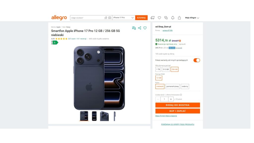Smartfon Apple iPhone 17 Pro