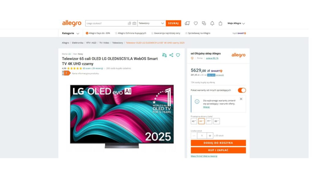 Telewizor 65 cali OLED LG
