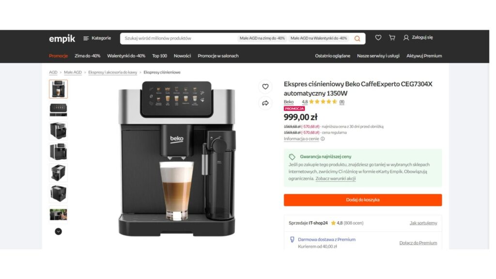 Ekspres ciśnieniowy Beko CaffeExperto