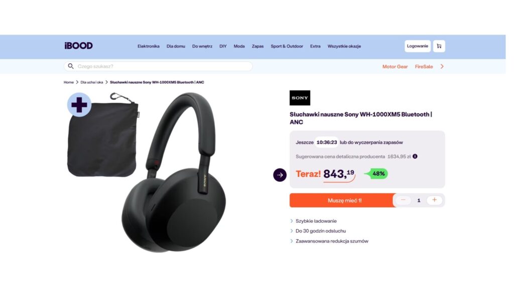 Słuchawki nauszne Sony WH-1000XM5