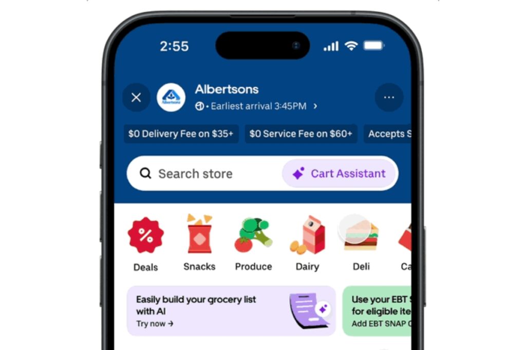 Asystent AI od uber eats widoczny w aplikacji