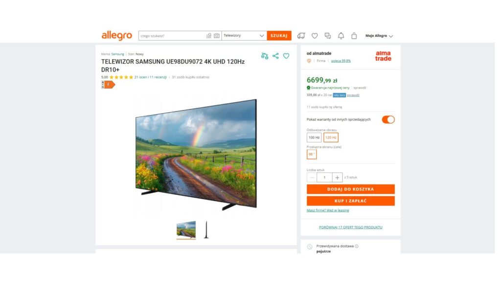 TELEWIZOR SAMSUNG UE98DU9072