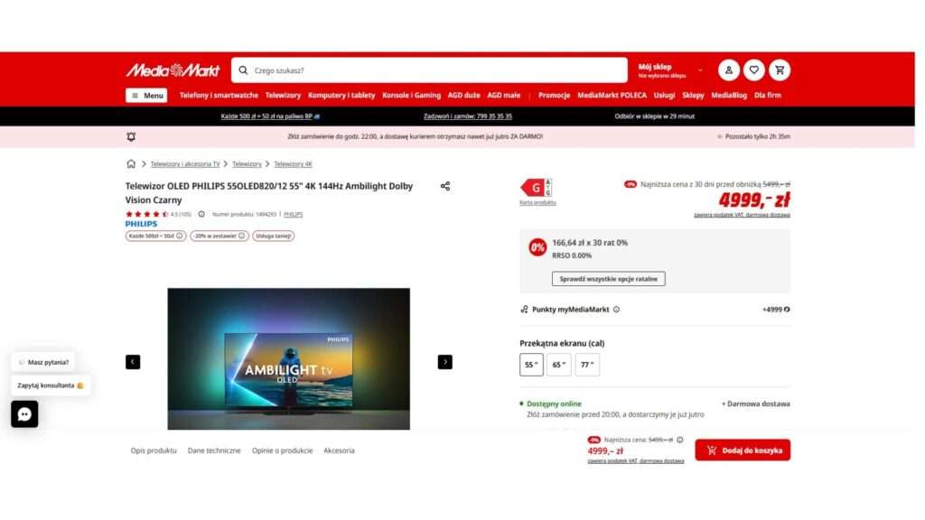 Telewizor OLED PHILIPS 55OLED820/12 55"
