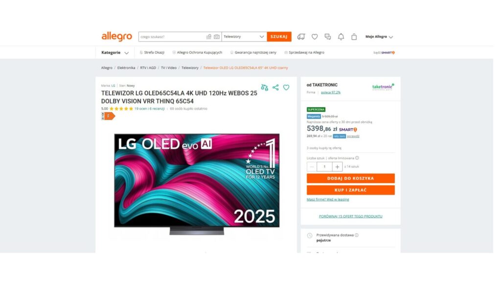 TELEWIZOR LG OLED65C54LA